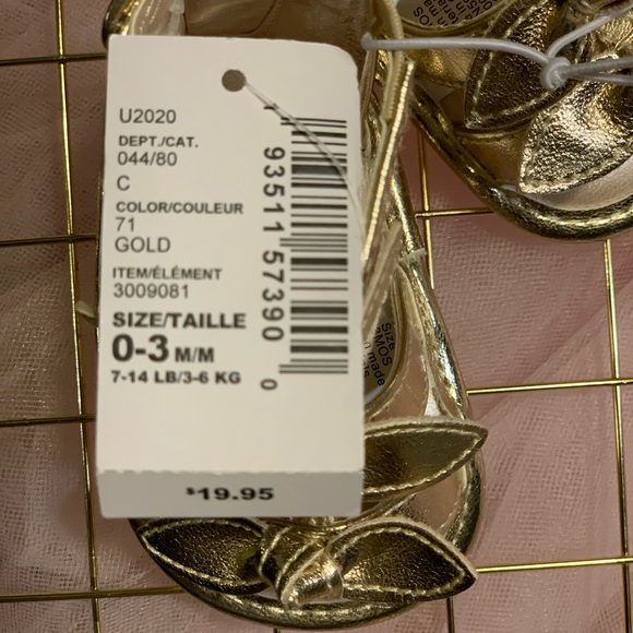 Infant Sandals Metallic Gold Sz 0-3 Months - Picture 4 of 4